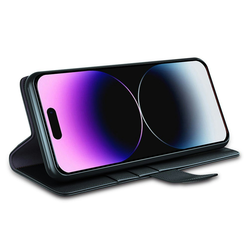 iPhone 14 Pro - Äkta Läder Fodral 4-FACK Svart