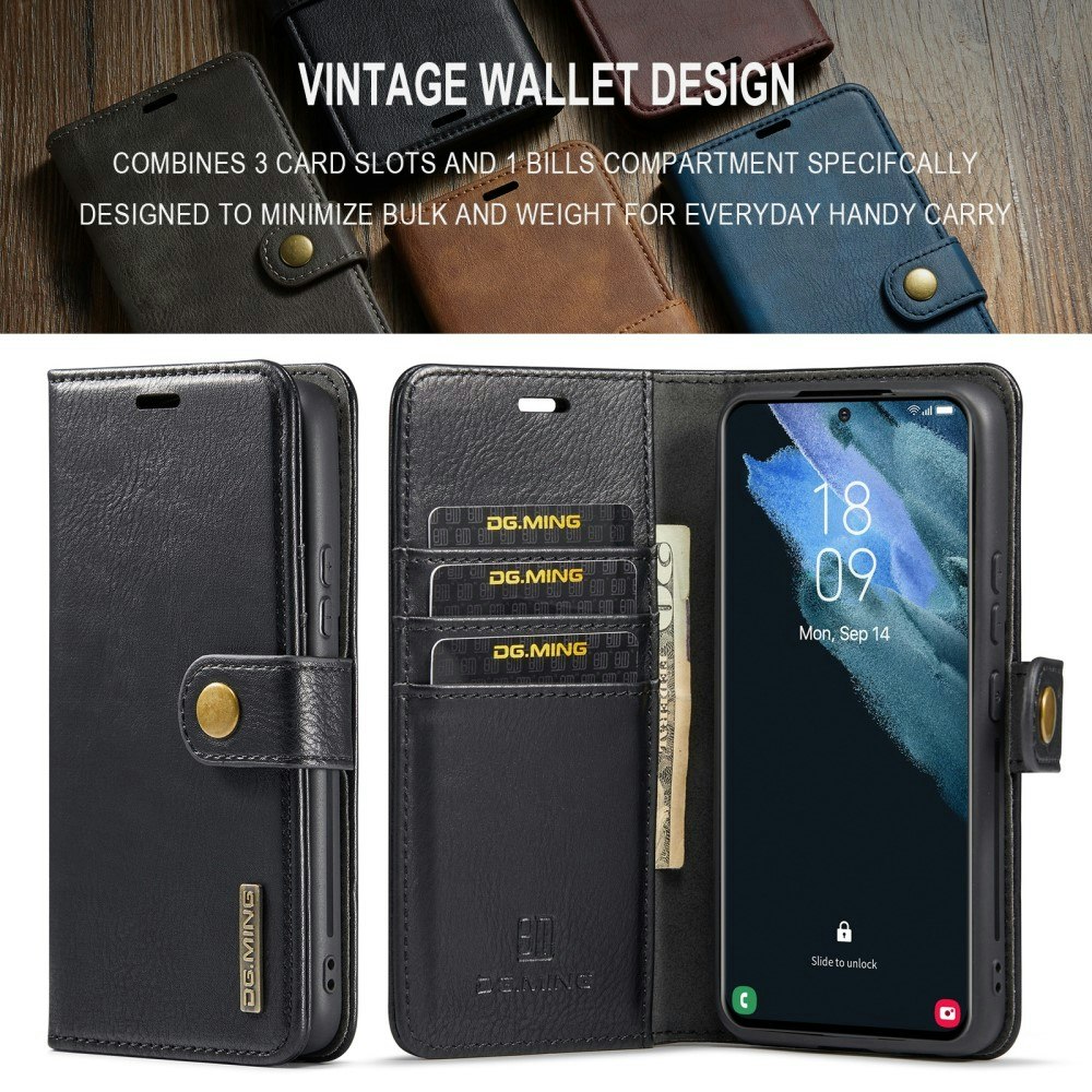 Samsung S24 - DG.MING® 2in1 Magnet Läder Fodral Svart