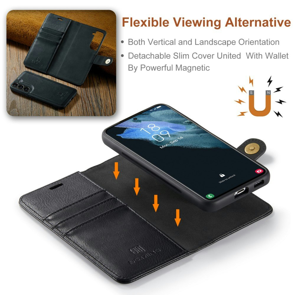 Samsung S24 - DG.MING® 2in1 Magnet Läder Fodral Svart