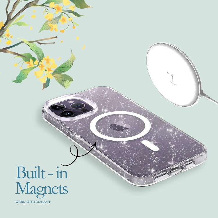 iPhone 12/12 Pro - Glitter MagSafe Skal Stöttåligt Transparent