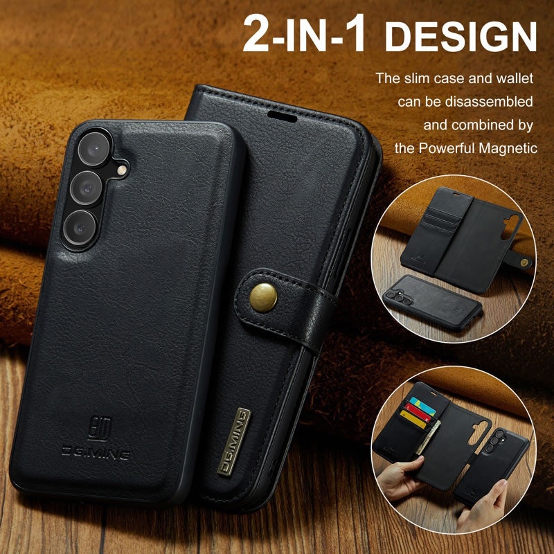 Samsung S24 - DG.MING® 2in1 Magnet Läder Fodral Svart