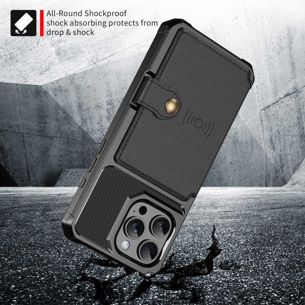iPhone 15 Pro Max - Skal Med Magnetiskt Plånbok 4-FACK Svart