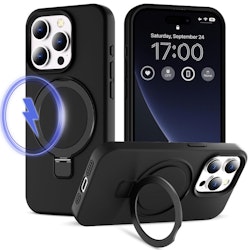 iPhone 12/12 Pro - Magsafe Silikon Skal Kickstand Svart