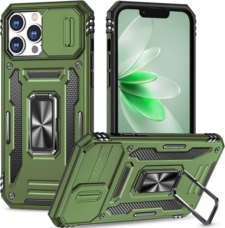 iPhone 14 Pro Max - Skal CamShield / Kameraskydd Ringhållare Grön