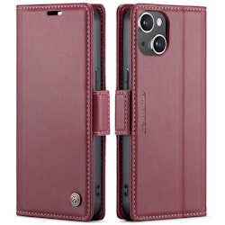 iPhone 13 - Fodral Premium Läder RFID Skyddat CaseMe® Röd