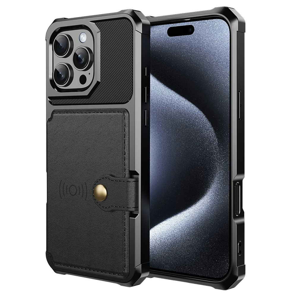 iPhone 15 Pro Max - Skal Med Magnetiskt Plånbok 4-FACK Svart