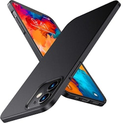 iPhone 12 - Ultratunt Stöttåligt Skal Gummibelagt Mattsvart