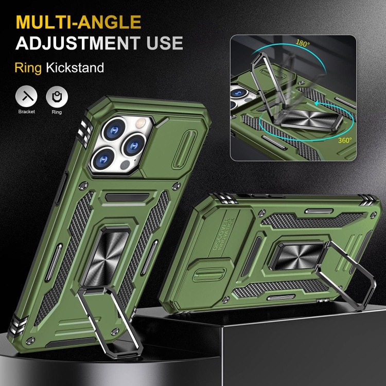 iPhone 14 Pro Max - Skal CamShield / Kameraskydd Ringhållare Grön