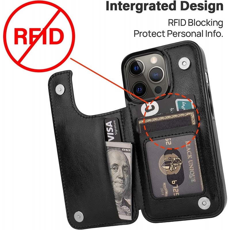 iPhone 14 Pro Max - Läderskal med kortfack Nordic® Svart