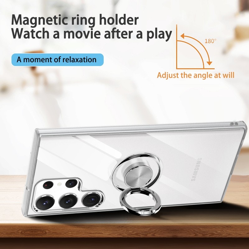 Samsung S23 Ultra - Transparent Skal Ringhållare Solid® Stöttåligt
