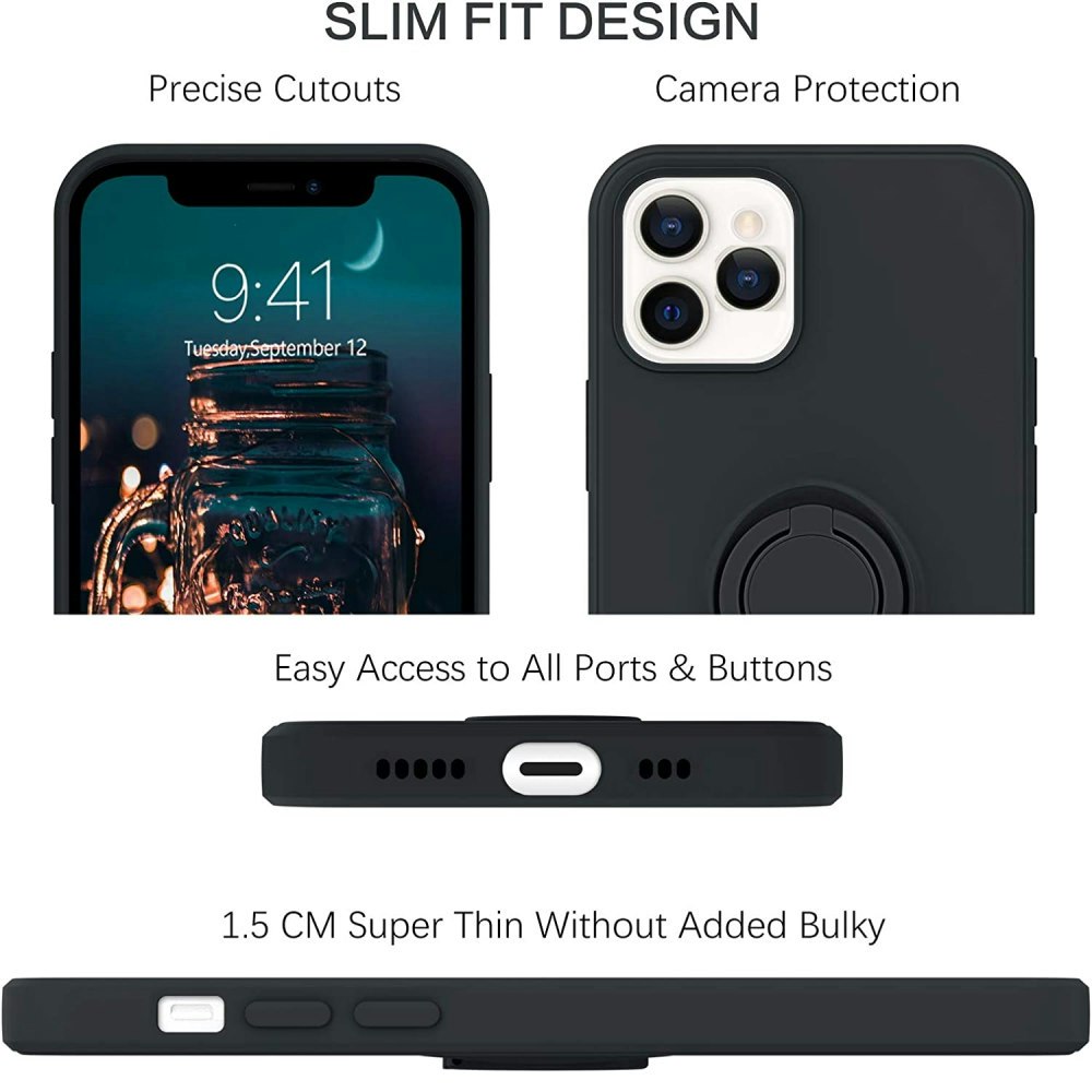 iPhone 12 Pro Max - Välj Färg Silikonskal Stötdämpande med Ringhållare