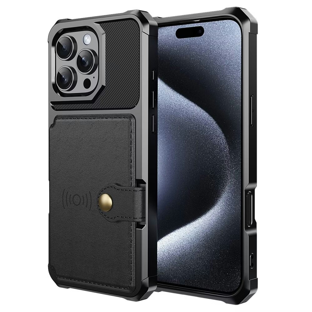 iPhone 16 Pro Max - Skal Med Magnetiskt Plånbok RFID Svart