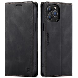 iPhone 13 Pro Max - Premium Läder Fodral RFID Skyddat Svart