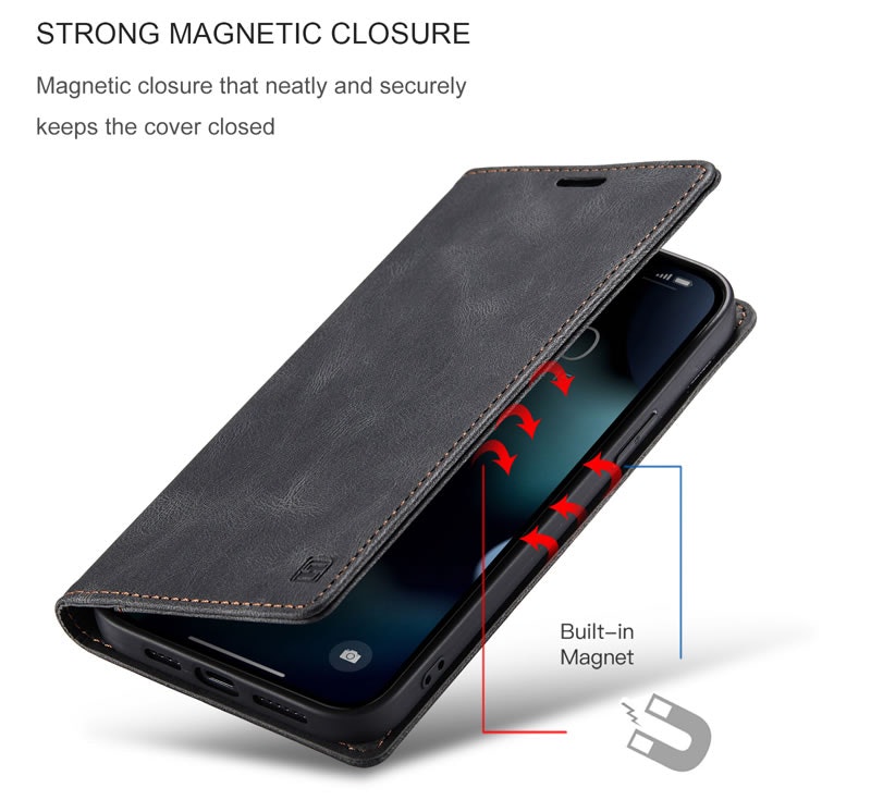 iPhone 13 Pro Max - Premium Läder Fodral RFID Skyddat Svart
