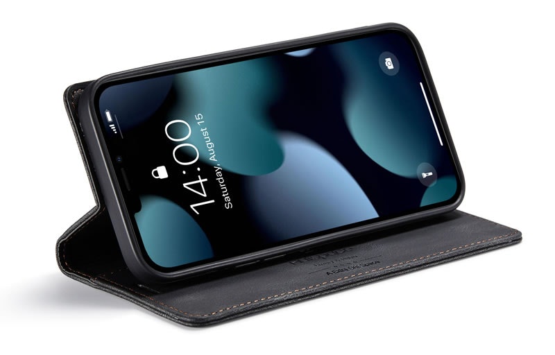 iPhone 13 Pro Max - Premium Läder Fodral RFID Skyddat Svart
