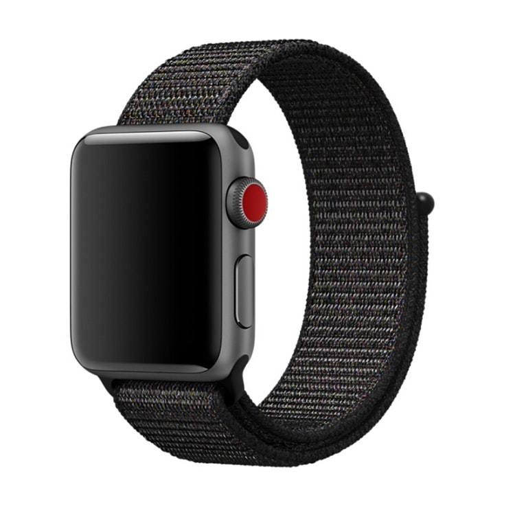 Nylon Armband Apple Watch 38/40/41 Sportloop Kardborreband Svart