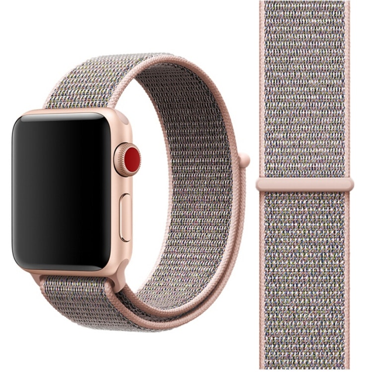 Nylon Armband Apple Watch 38/40/41mm Sportloop Kardborreband Rosa