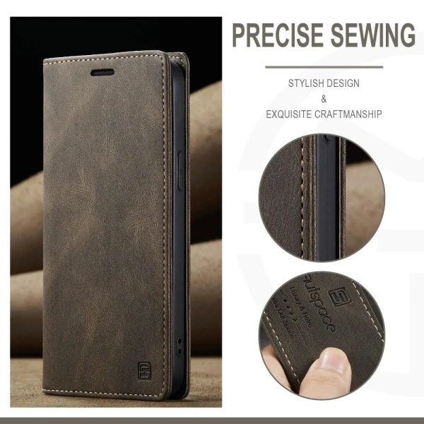 iPhone 13 - Fodral Premium Läder RFID Skyddat Brun