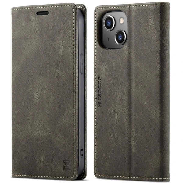 iPhone 13 - Fodral Premium Läder RFID Skyddat Brun