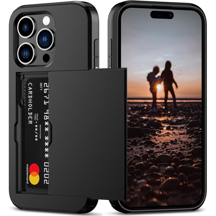 iPhone 12/12 Pro - Skal med kortfack Solid® Extra förstärkt Svart