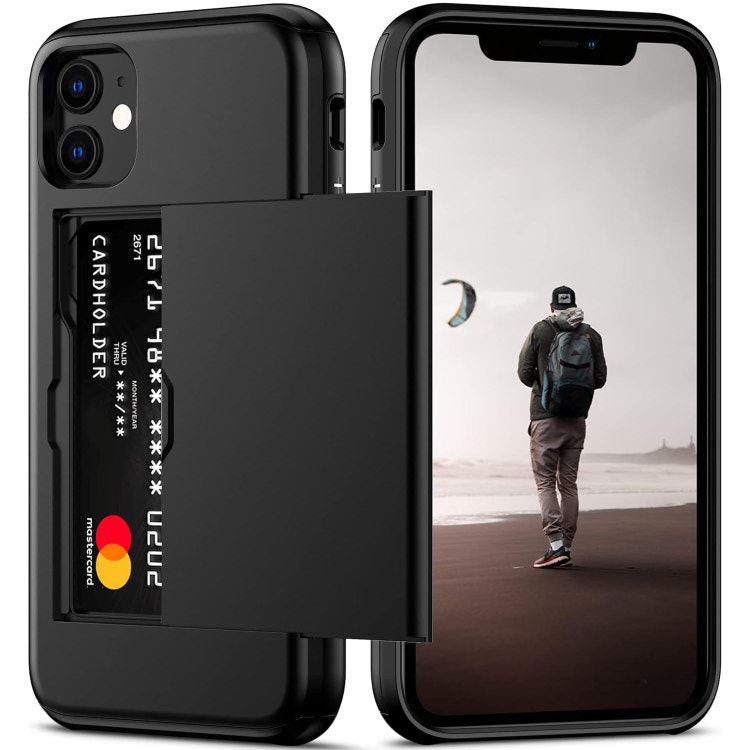 iPhone 11 - Stöttåligt Skal med Kortfack Extra Förstärkt Svart