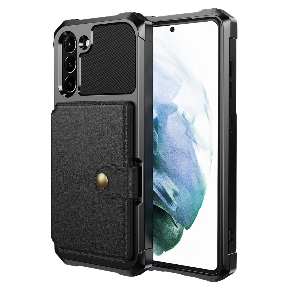 Samsung S21 - Fodral Premium Läder 4-FACK CaseMe® Svart