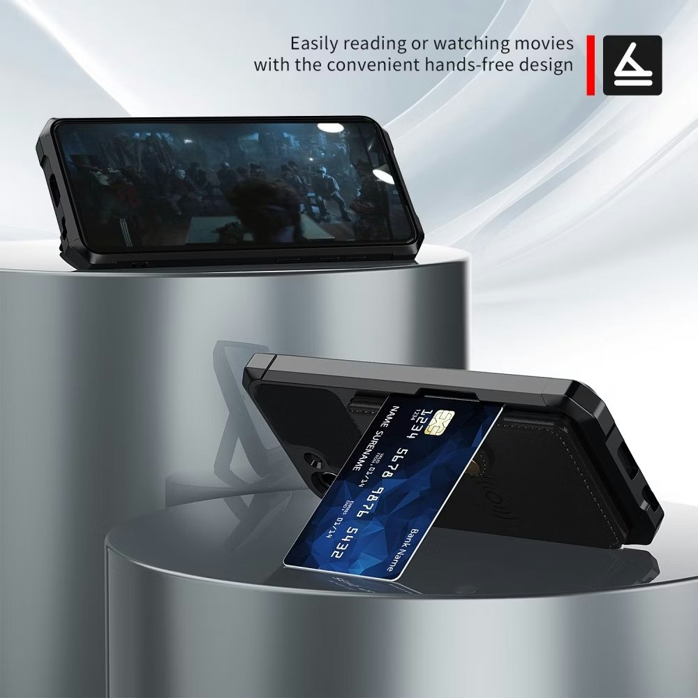 Samsung S21 - Fodral Premium Läder 4-FACK CaseMe® Svart