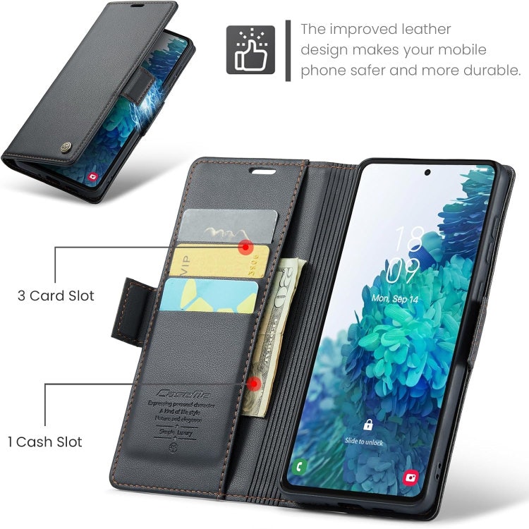 Samsung S20 FE - Fodral Premium Läder 4-FACK CaseMe® Svart