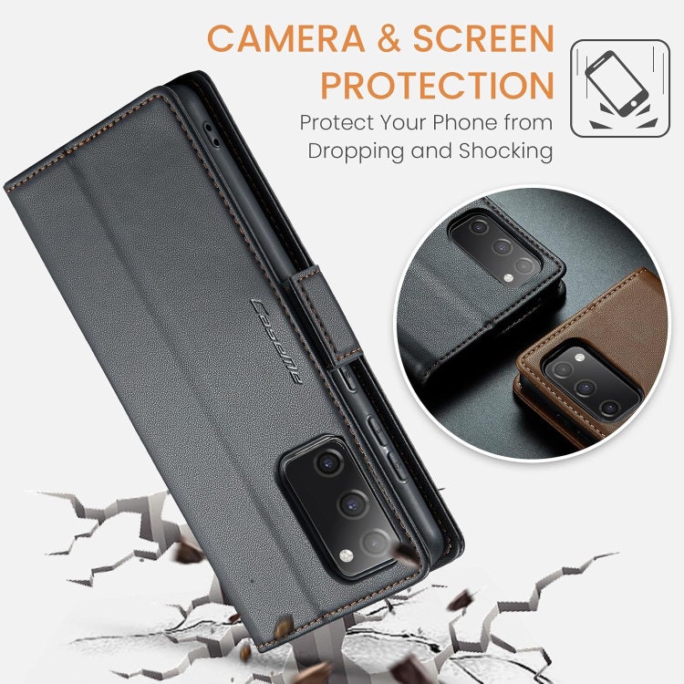 Samsung S20 FE - Fodral Premium Läder 4-FACK CaseMe® Svart