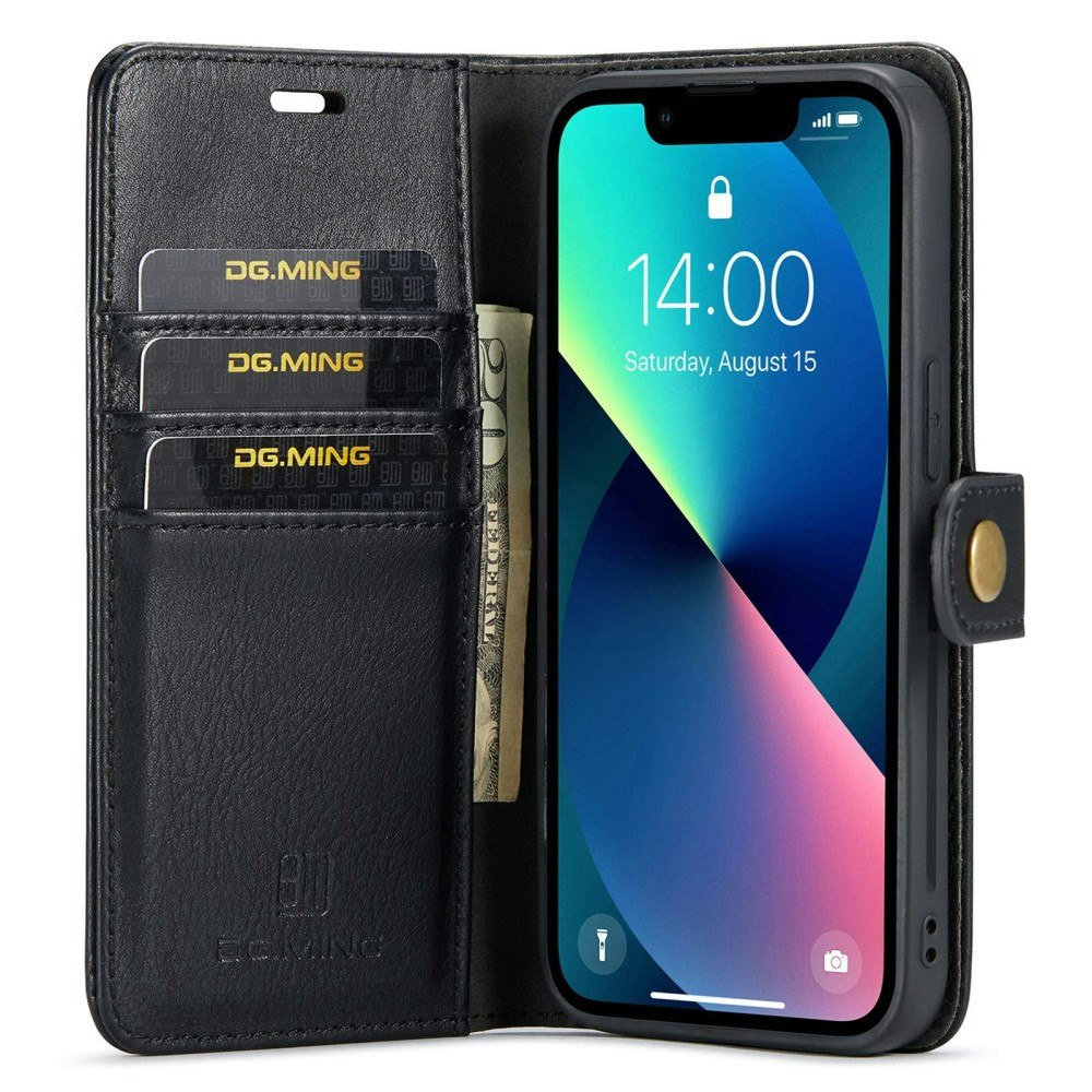 iPhone 14 - DG.MING® 2in1 Magnet Läder Fodral Svart