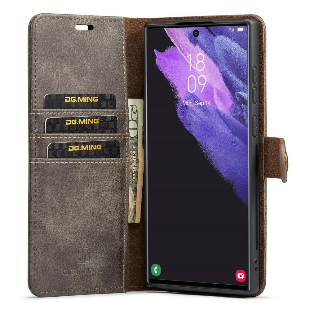 Samsung S23 Ultra - DG.MING® 2in1 Magnet Läder Fodral Grå