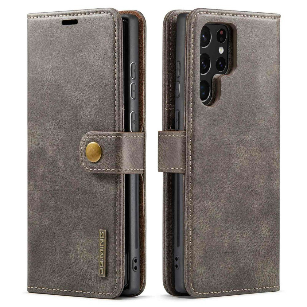 Samsung S23 Ultra - DG.MING® 2in1 Magnet Läder Fodral Grå