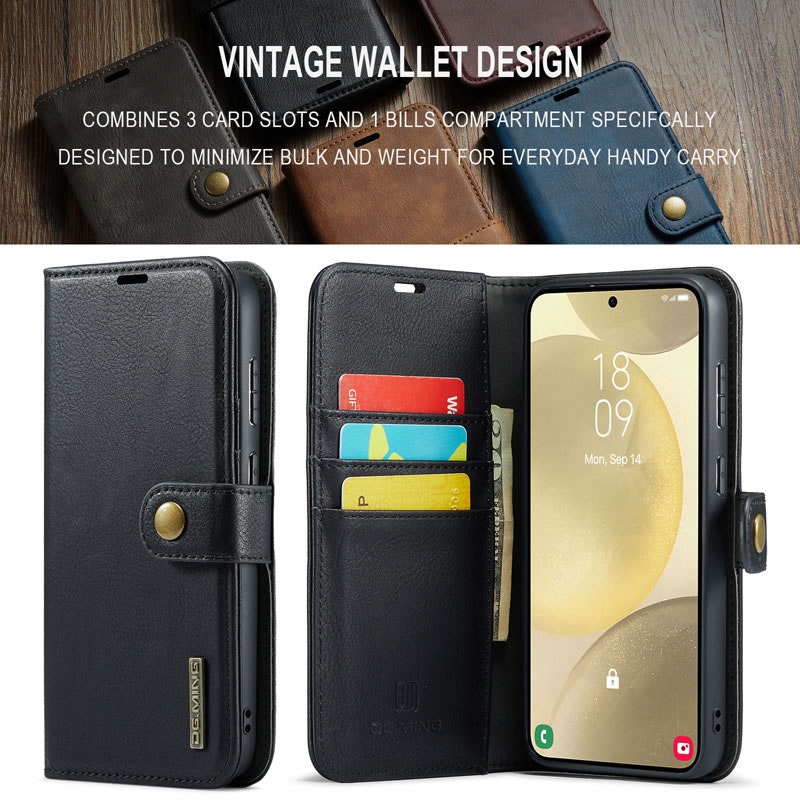 Samsung Galaxy S25 - Fodral DG.MING® 2in1 Magnet Läder Svart