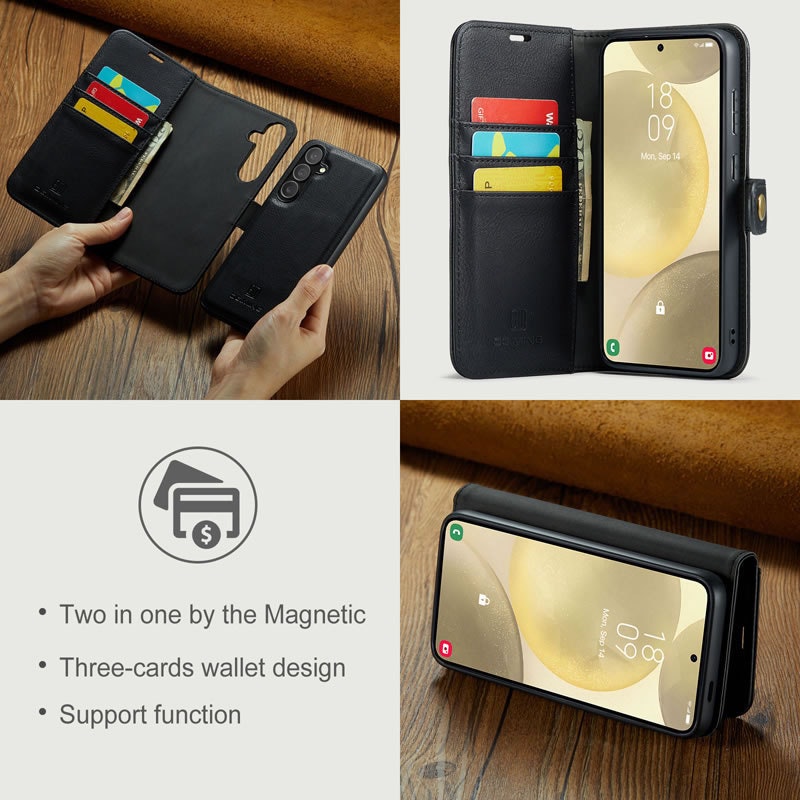 Samsung Galaxy S25 - Fodral DG.MING® 2in1 Magnet Läder Svart