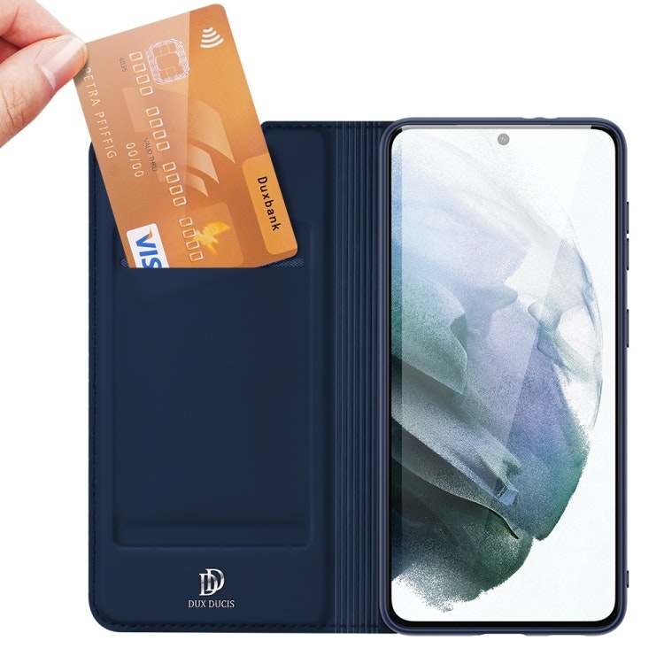 Samsung S21 FE - DUX DUCIS® Slim Läder Fodral Blå