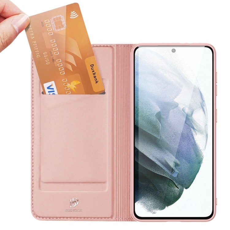 Samsung S21 FE- DUX DUCIS® Slim Pro Läder Fodral Roséguld