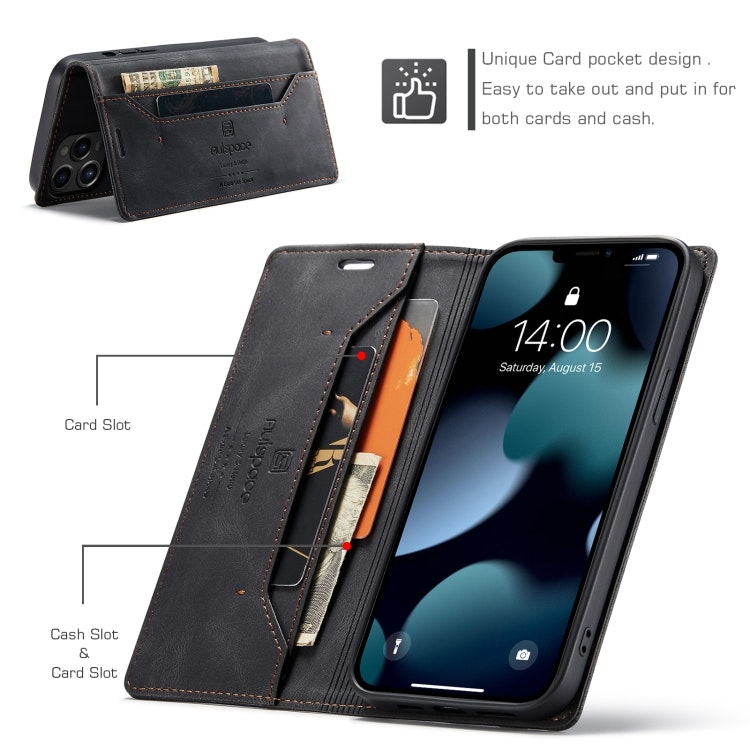iPhone 14 Pro Max - Premium RFID Skyddat Läder Fodral Svart