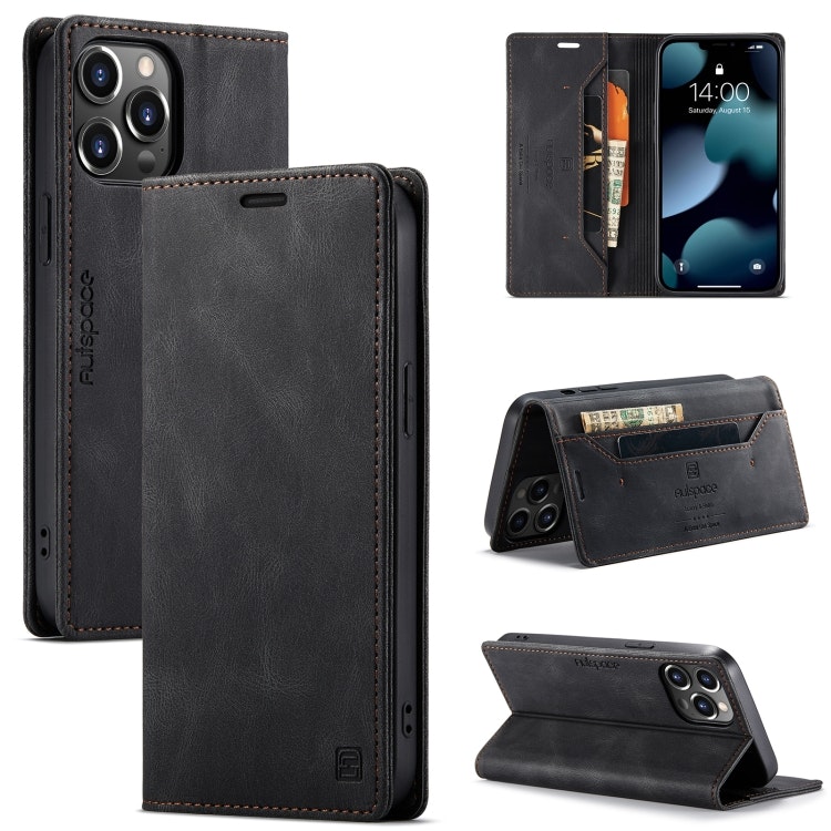 iPhone 14 Pro Max - Premium RFID Skyddat Läder Fodral Svart