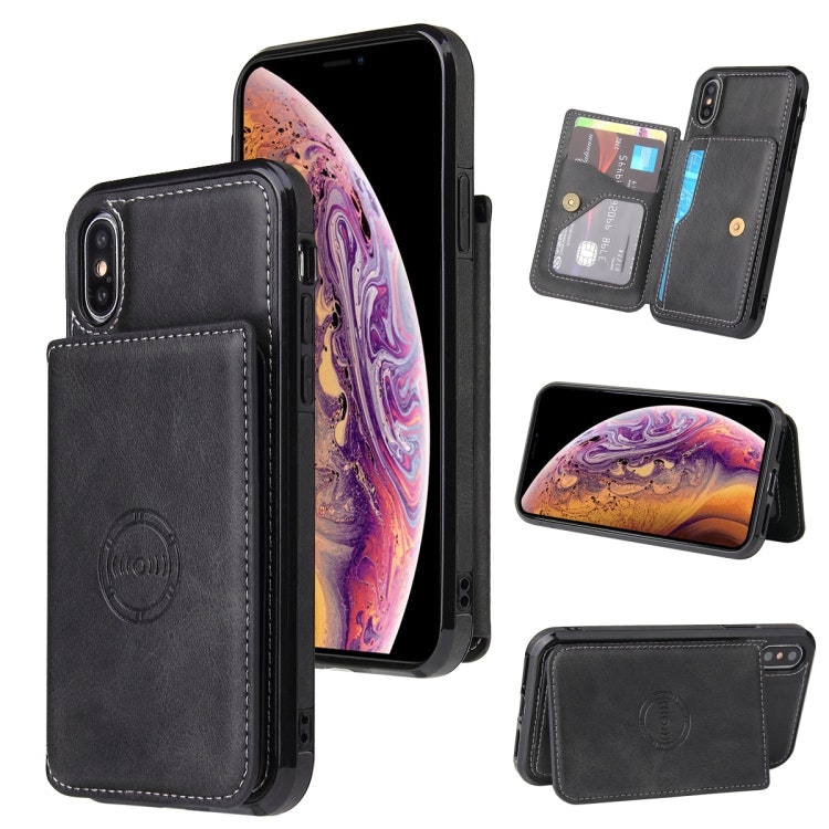 iPhone XR - Skal Stöttåligt 3-FACK Korthållare Svart