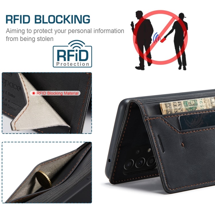 Samsung A53 - Premium Läder Fodral RFID Skyddat Svart