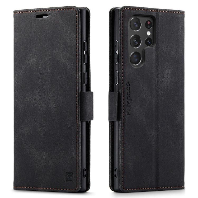 Samsung S22 Ultra - Premium Läder Fodral RFID Skyddat Svart