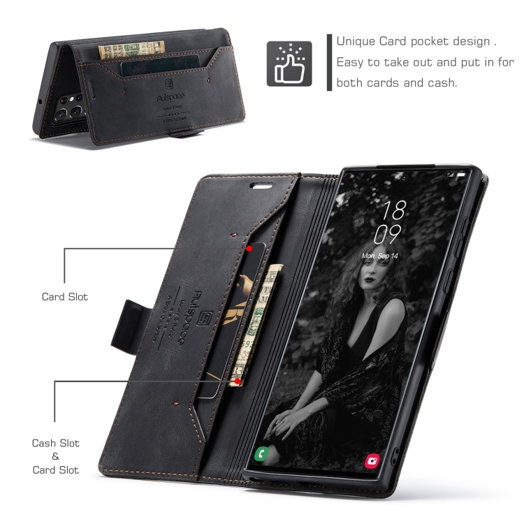 Samsung S22 Ultra - Premium Läder Fodral RFID Skyddat Svart