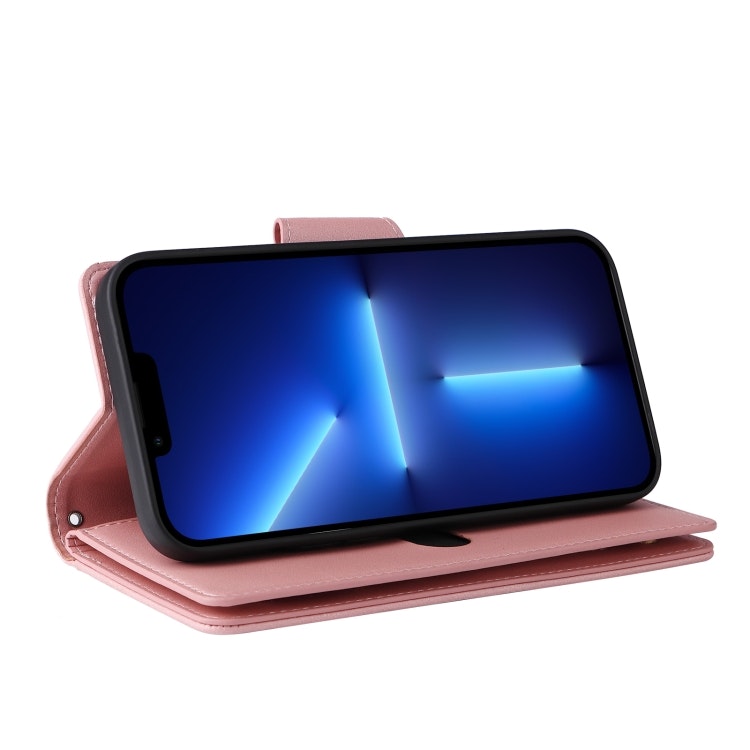 iPhone 13 Pro - Multifunktionellt Solid® Läder Fodral Roséguld
