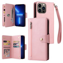 iPhone 13 Pro - Multifunktionellt Solid® Läder Fodral Roséguld