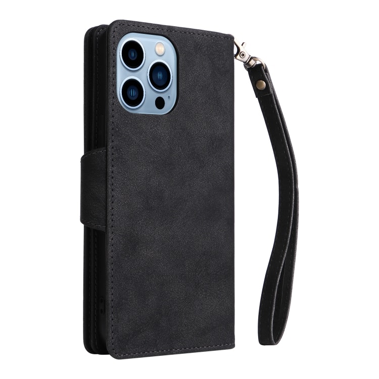 iPhone 14 Pro Max - Multifunktionellt Solid® Läder Fodral Svart