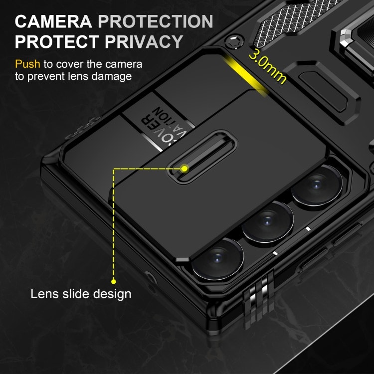 Samsung S24 Ultra - Skal CamShield / Kameraskydd Kickstand Svart