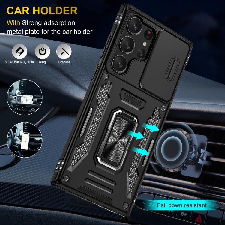 Samsung S24 Ultra - Skal CamShield / Kameraskydd Kickstand Svart