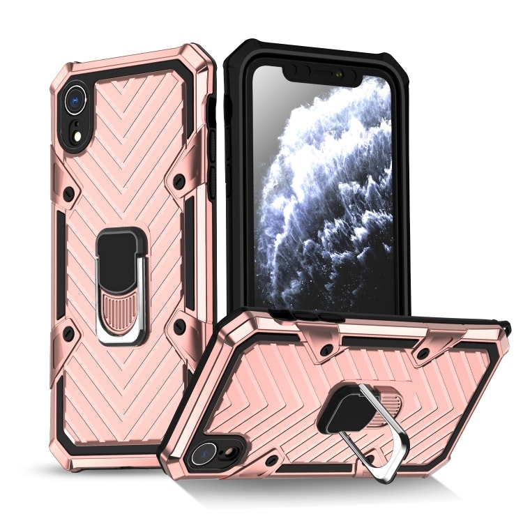 iPhone XR - Stöttåligt Hybrid Skal Ringhållare Solid® Roséguld