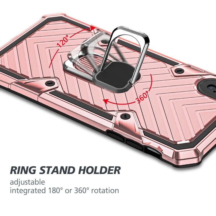iPhone XR - Stöttåligt Hybrid Skal Ringhållare Solid® Roséguld