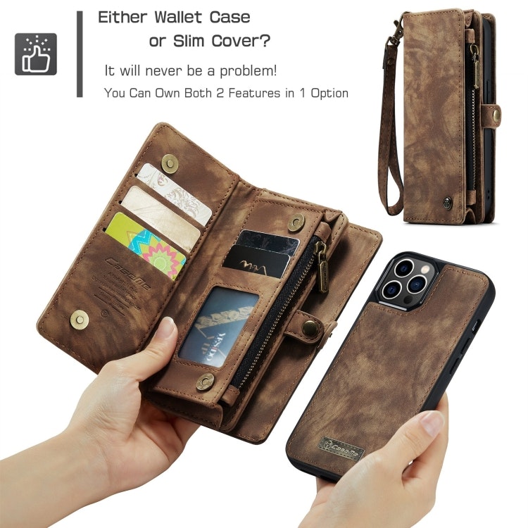 iPhone 12/12 Pro - CaseMe® 2in1 Magnet Plånboksfodral Brun